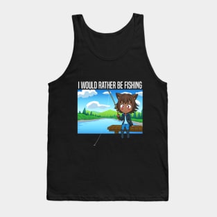 I Would Rather Be Fishing - Chibi Cat Girl Tank Top